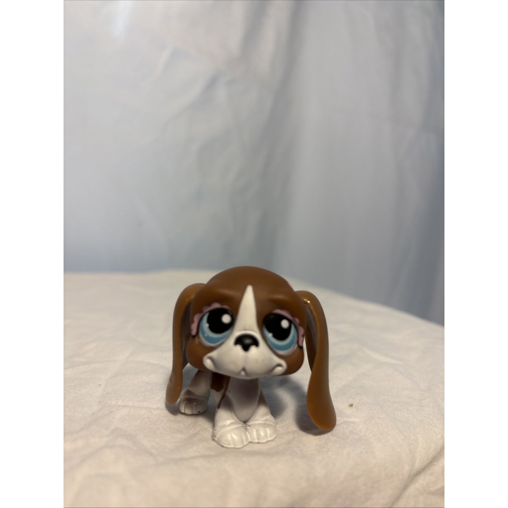 Littlest Pet Shop LPS 1204 Basset Hound Brown White Dog Toy Figure